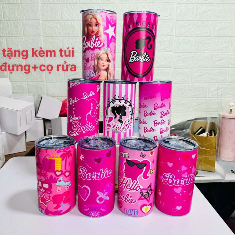 Cốc Nước Giữ Nhiệt Bằng Thép Không Gỉ Dễ Thương Có Ống Hút Công Chúa barbie