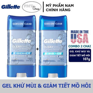 (NK Mỹ) Combo 2 Lăn khử mùi Gillette Clear Shield Gel 107g Cool Wave / Arctic Ice