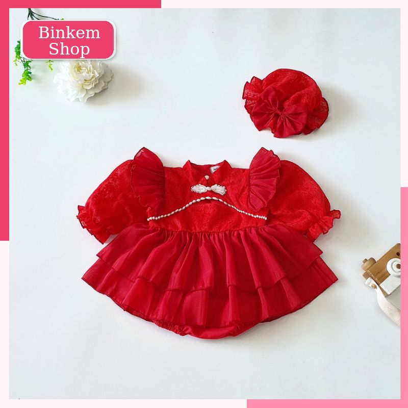 Váy Bé Gái Sơ Sinh. Body Đầy Tháng Cho Bé Tặng Kèm Mũ. Bodysuit Hoa Nhí Cho Bé Sơ Sinh 0 12 Tháng
