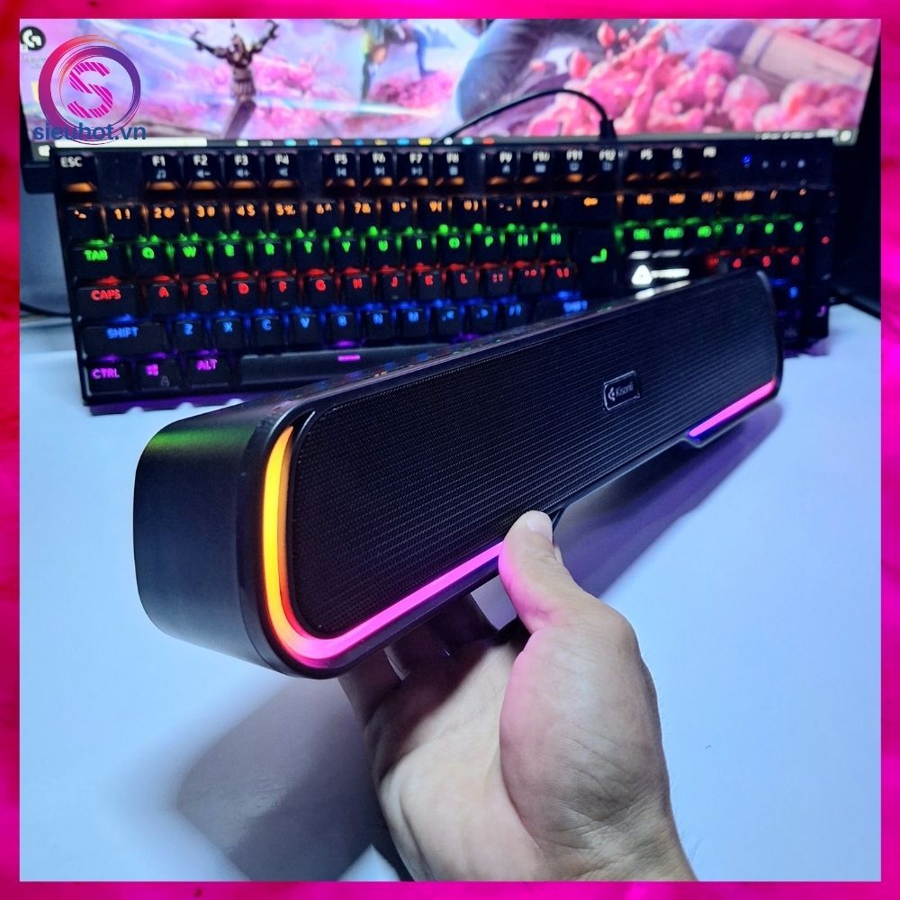 Loa thanh soundbar bluetooth KISONLI 913 led rgb để bàn loa nghe nhạc không dây máy vi tính chuyên gaming bass cực mạnh