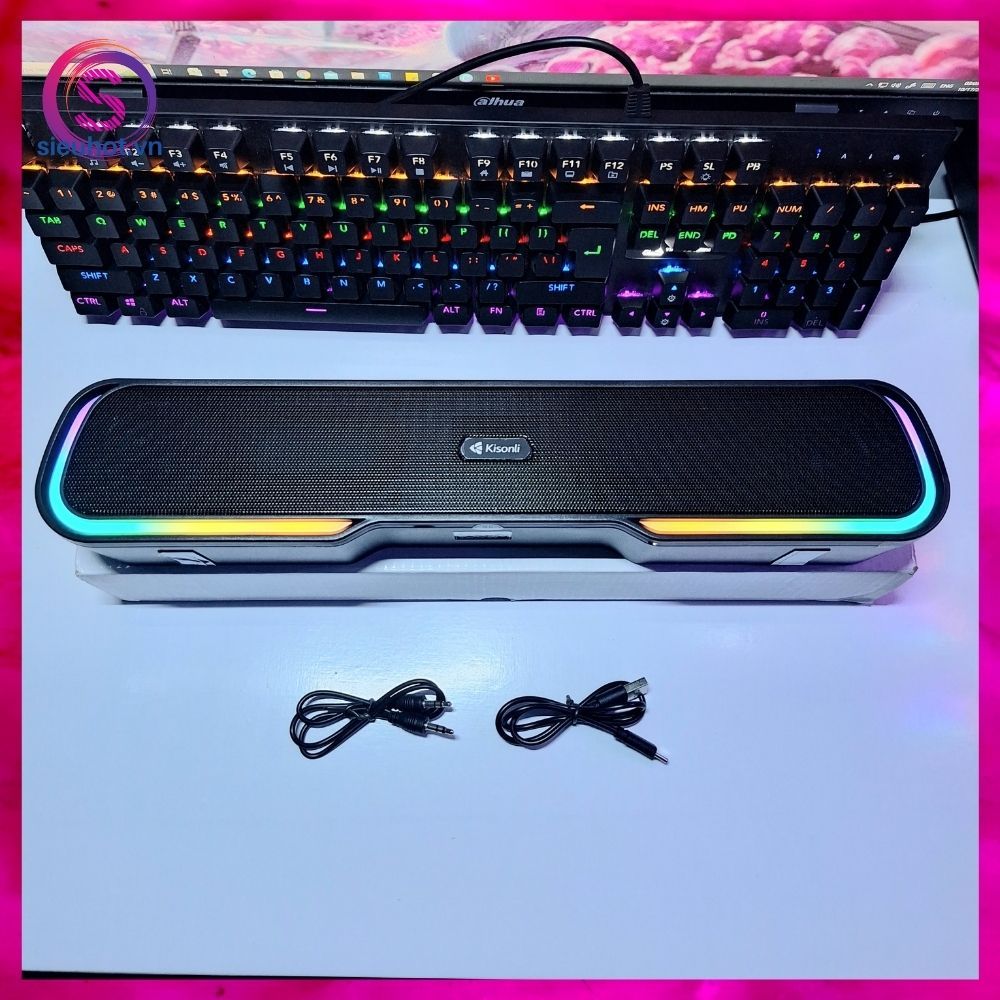 Loa thanh soundbar bluetooth KISONLI 913 led rgb để bàn loa nghe nhạc không dây máy vi tính chuyên gaming bass cực mạnh