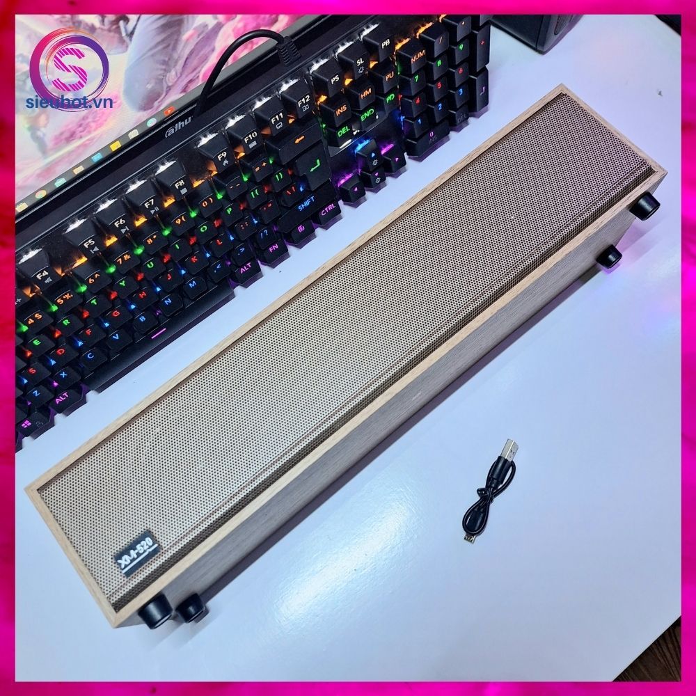 Loa Bluetooth Bass Mạnh XM 520 Để Bàn Loa Thanh Không Dây Vân Gỗ