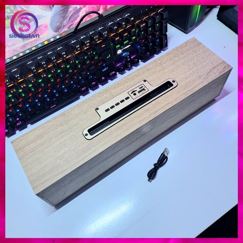 Loa Bluetooth Bass Mạnh XM 520 Để Bàn Loa Thanh Không Dây Vân Gỗ