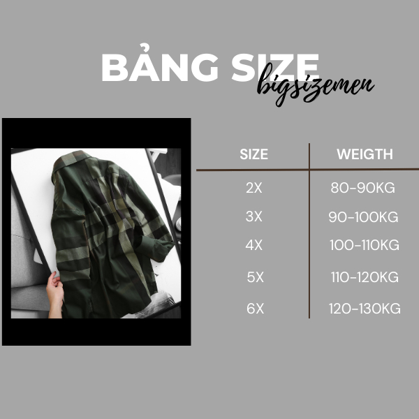 BIGSIZE - Áo sơ mi BB - Boiz sọc caro BBR tay dài nam bigsize 80kg - 130kg