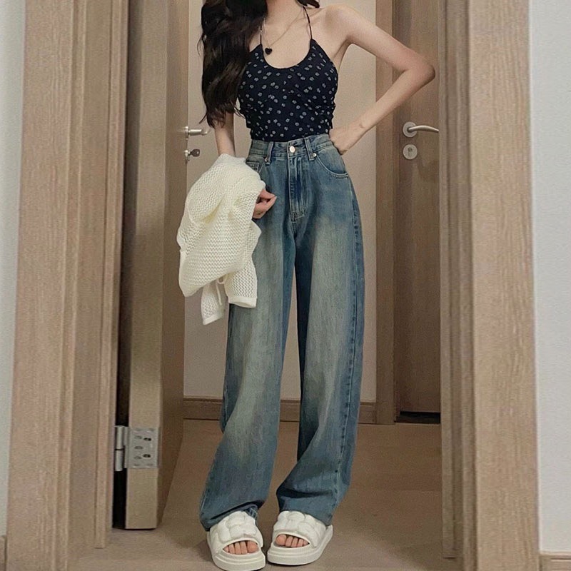 Quần jean ống rộng chất vải bò cao cấp bụi phố dáng unisex mặc đi học đi làm đều đẹp Maia 9001 P10