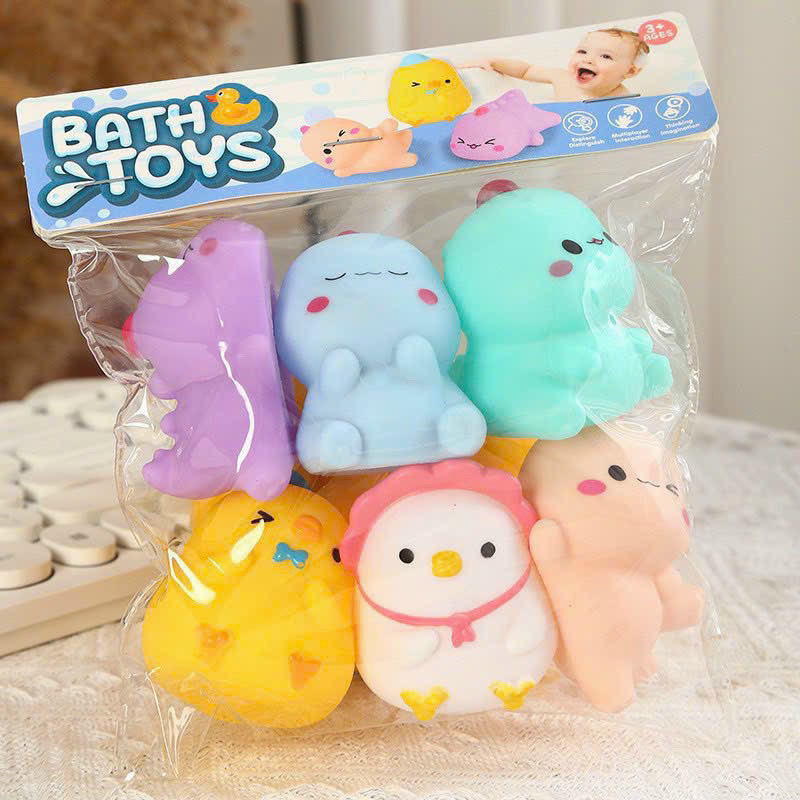 Set 6 con khủng long cao su bóp kêu chít chít dễ thương-O34