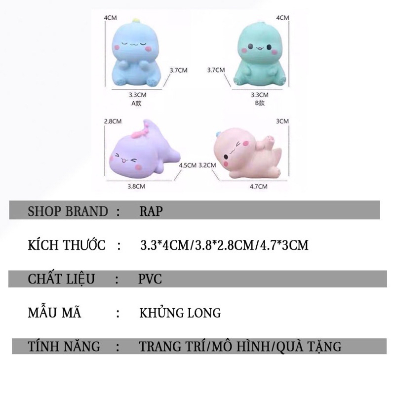 Set 6 con khủng long cao su bóp kêu chít chít dễ thương-O34