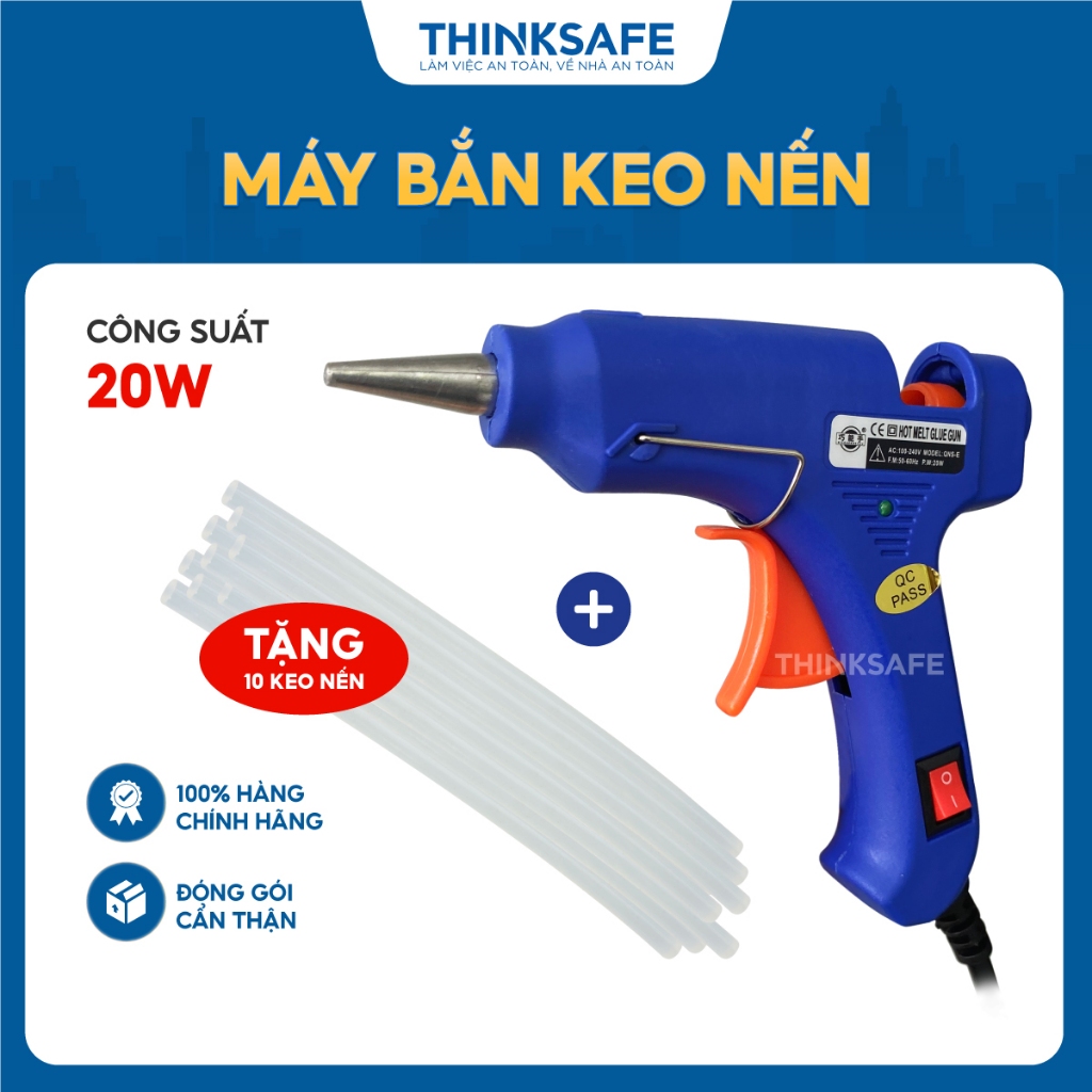Combo súng bắn keo 20W tặng kèm 10 cây keo nến nhỏ 7x150mm dùng làm đồ handmade Súng bắn silicon loại nhỏ - Thinksafe