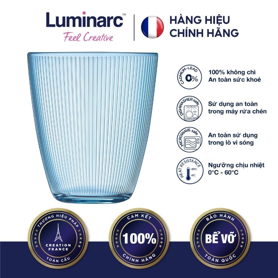 Bộ 6 Ly Thấp Thuỷ Tinh Luminarc Concepto Stripy Blue 310ml - LUCOQ8710