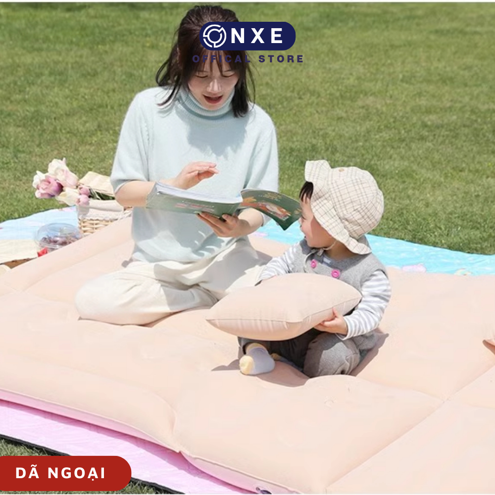 Nệm hơi ô tô 4 7 chỗ loại dày onxe vải nỉ kèm sẵn bơm 4 màu nệm hơi phù hợp hàng ghế sau xe ô tô