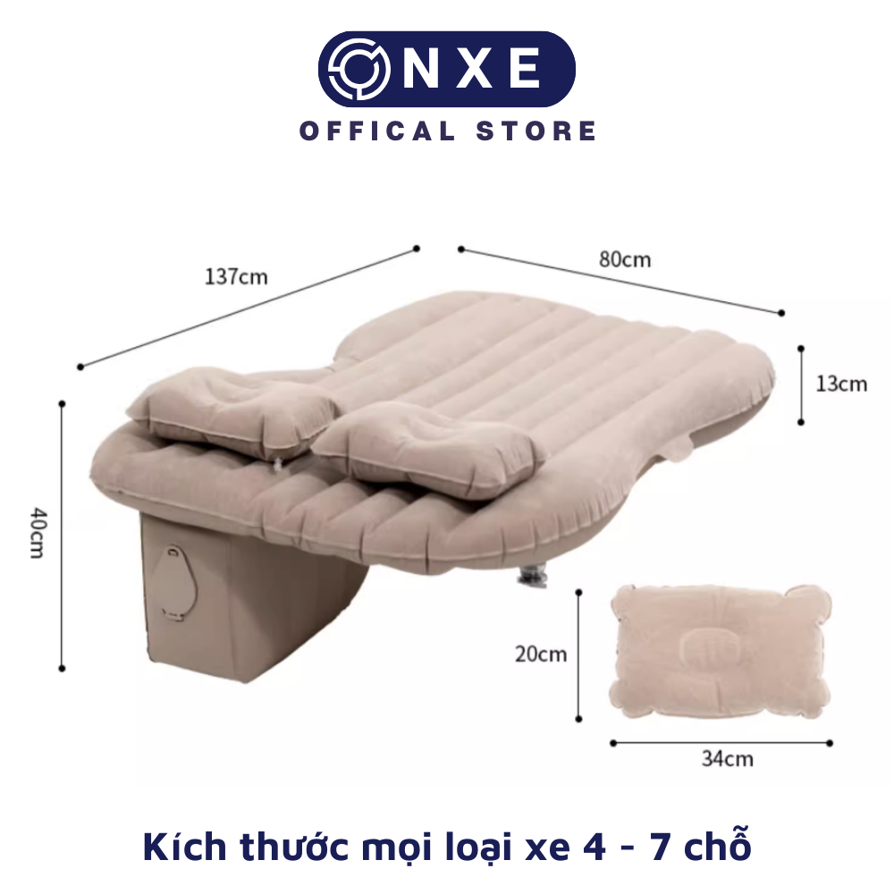 Nệm hơi ô tô 4 7 chỗ loại dày onxe vải nỉ kèm sẵn bơm 4 màu nệm hơi phù hợp hàng ghế sau xe ô tô