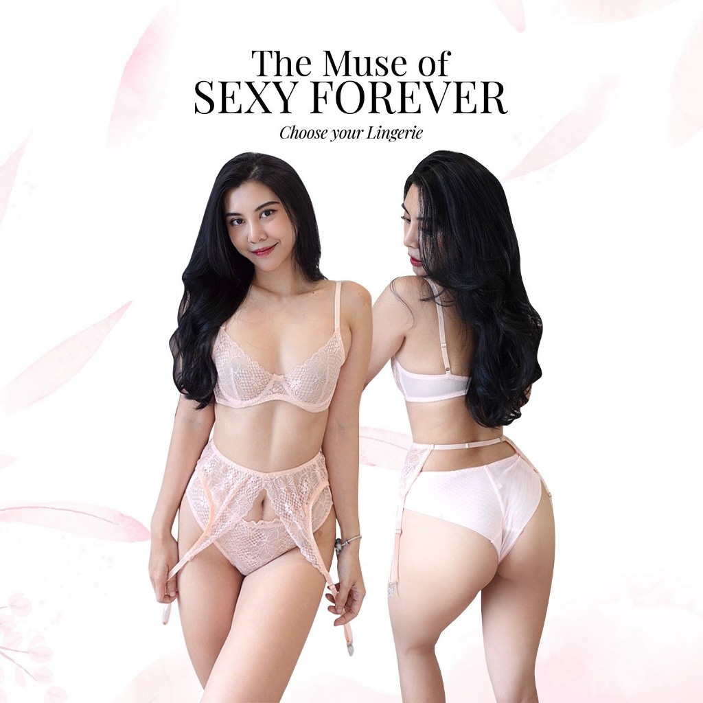 Sexy Forever Bralette Có Gọng Kèm Đai Kẹp Vớ Gợi Cảm Sirene