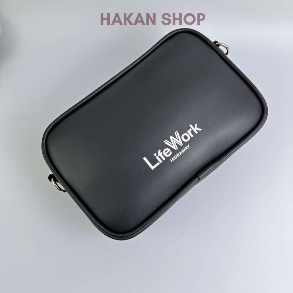 Túi Đeo Chéo Nam Nữ Life Work Chất Liệu Da Si Chống Nước Kèm Túi Nhỏ Size 20Cm*14Cm*7Cm