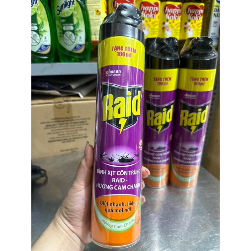 Bình xịt côn trùng raid chai 700ml huong cam chanh