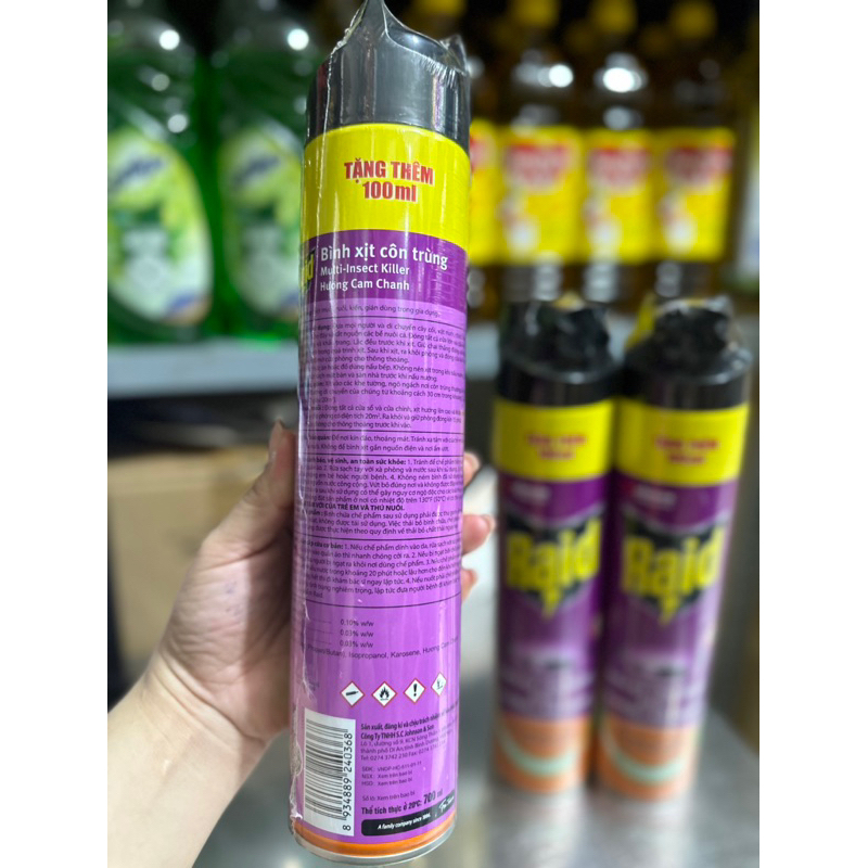 Bình xịt côn trùng raid chai 700ml huong cam chanh