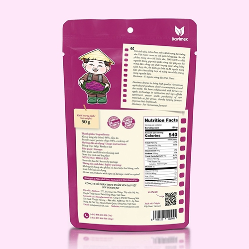 Khoai lang tím sấy giòn thơm ngon, không đường sản phẩm ăn vặt làm quà tặng du lịch