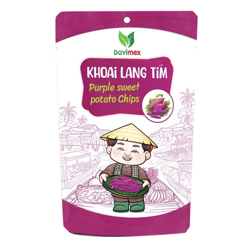 Khoai lang tím sấy giòn thơm ngon, không đường sản phẩm ăn vặt làm quà tặng du lịch