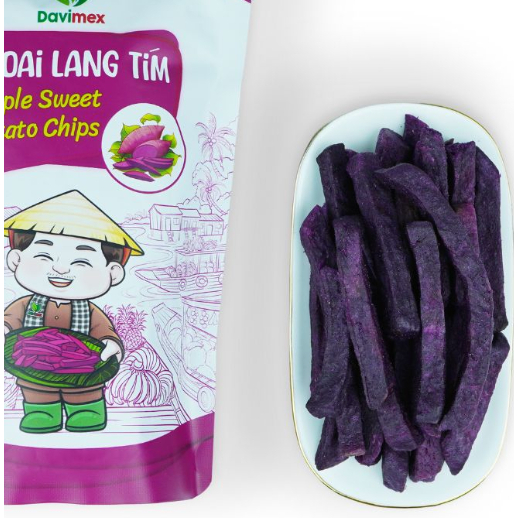 Khoai lang tím sấy giòn thơm ngon, không đường sản phẩm ăn vặt làm quà tặng du lịch