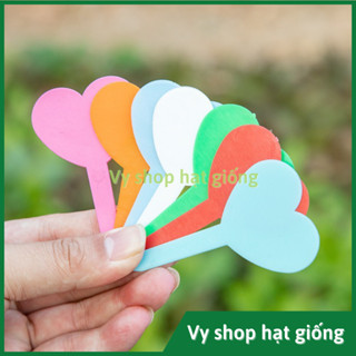 50 thẻ ghi tên cây - tag tên cắm hình tim nhiều màu loại dày, kích thước 4,5x9cm