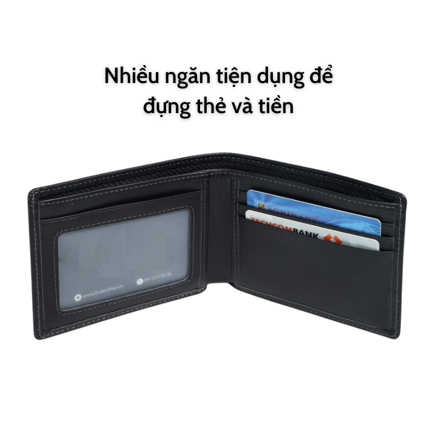 Ví Nam Da Bò Cao Cấp - Bóp Nam Tặng Kèm Hộp Dùng Làm Quà Tặng - TRONBO