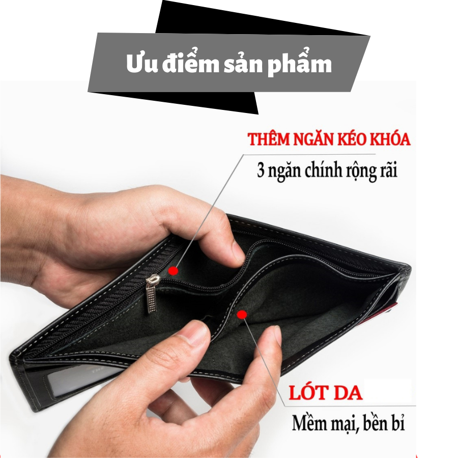 Ví Nam Da Bò Cao Cấp - Bóp Nam Tặng Kèm Hộp Dùng Làm Quà Tặng - TRONBO