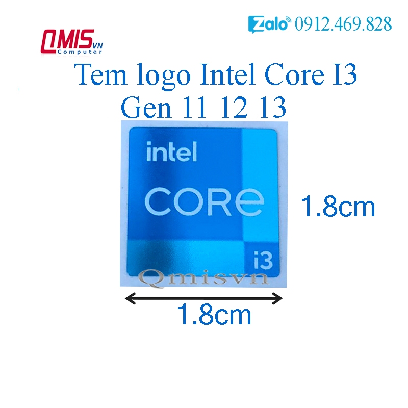 01 CÁI TEM LOGO INTEL CORE I3 I5 I7 I9 Gen 11, Gen 12, Gen 13; Tem Core I thế hệ 11, thế hệ 12, thế hệ 13 -  STICKER
