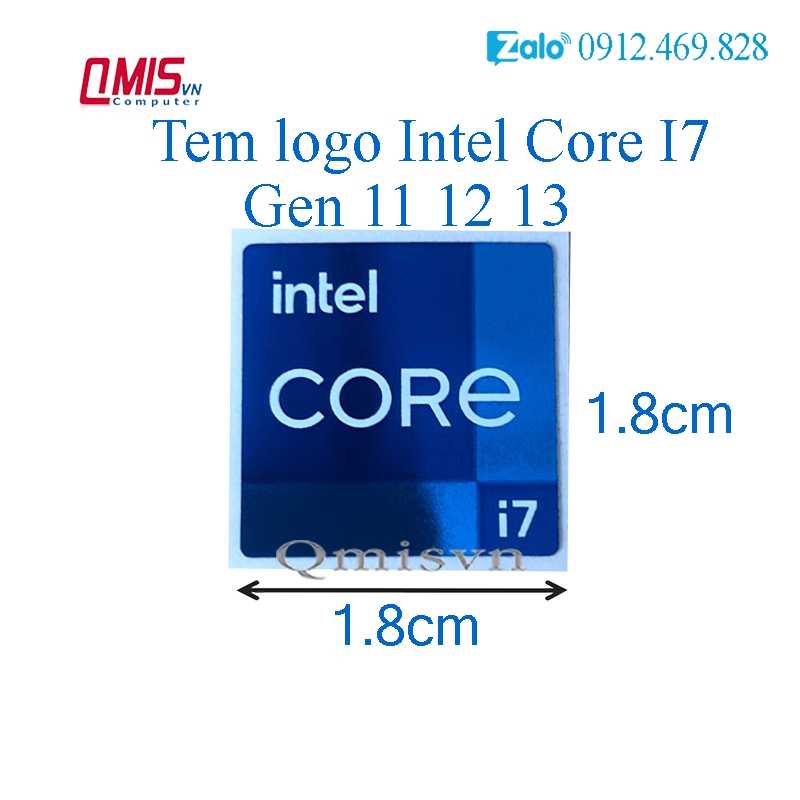 01 CÁI TEM LOGO INTEL CORE I3 I5 I7 I9 Gen 11, Gen 12, Gen 13; Tem Core I thế hệ 11, thế hệ 12, thế hệ 13 -  STICKER