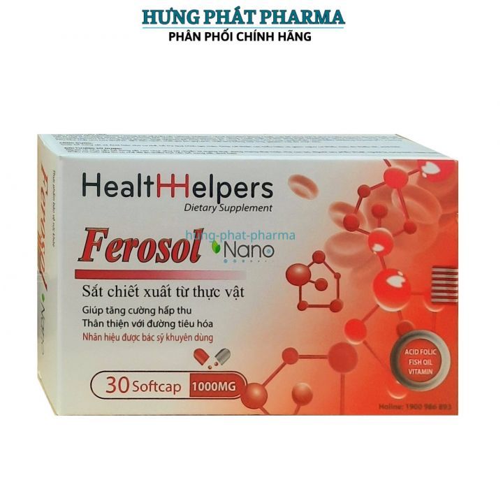 Viên uống Ferosol Nano bổ sung sắt, acid folic và các khoáng chất