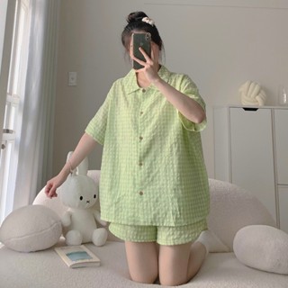 (Size1) Set Bộ Đồ Ngủ Pijama OWW Nữ Họa Tiết Kẻ Caro JEM CLOSET  Phong Cách Hàn Chất Xốp Mịn Mát Siêu Dễ Thương 8132