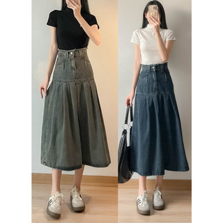 Chân váy jean xếp ly 2 màu xanh nhạt, xanh đậm- Retrostyle - CVJeancaptuarua1321.1326_P11K5