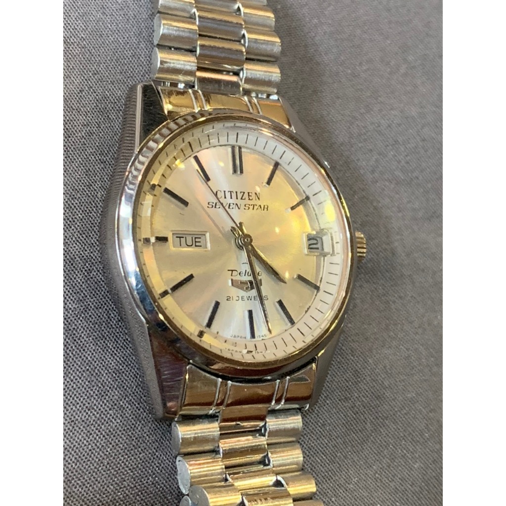 Đồng hồ nam Citizen Deluxe 7 automatic 21 jewels, 2 lịch, dây kim loại của Nhật