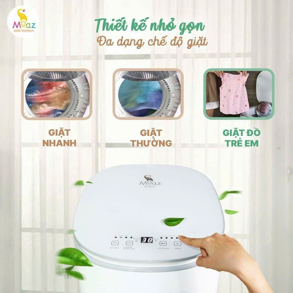 Máy giặt quần áo kèm sấy khô tự động Moaz Bebe MB068 cho bé cửa trên an toàn