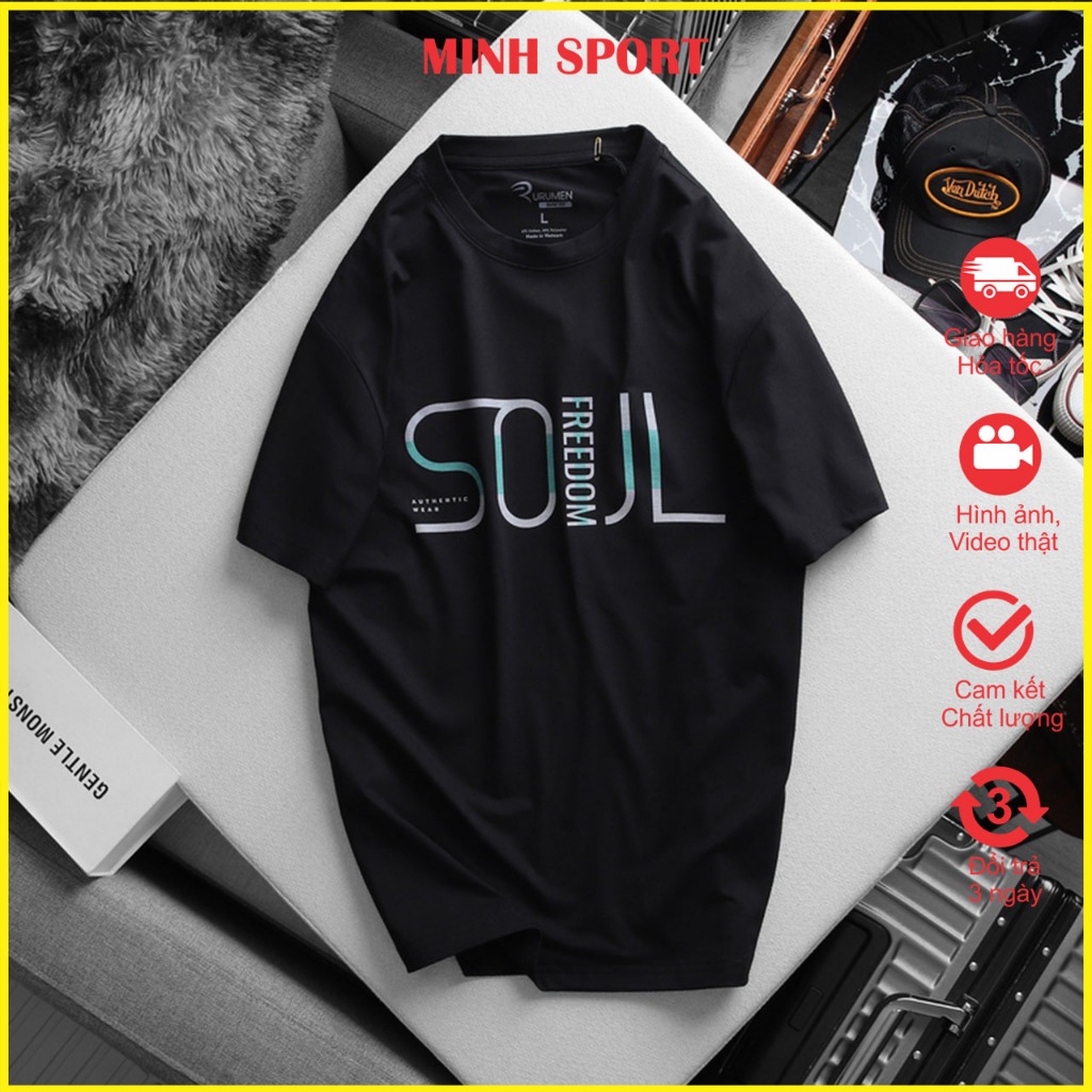 Áo Thun Nam Cổ Tròn Vải Cotton Màu Đen In Chữ SOUL Có Big Size mã AO.99