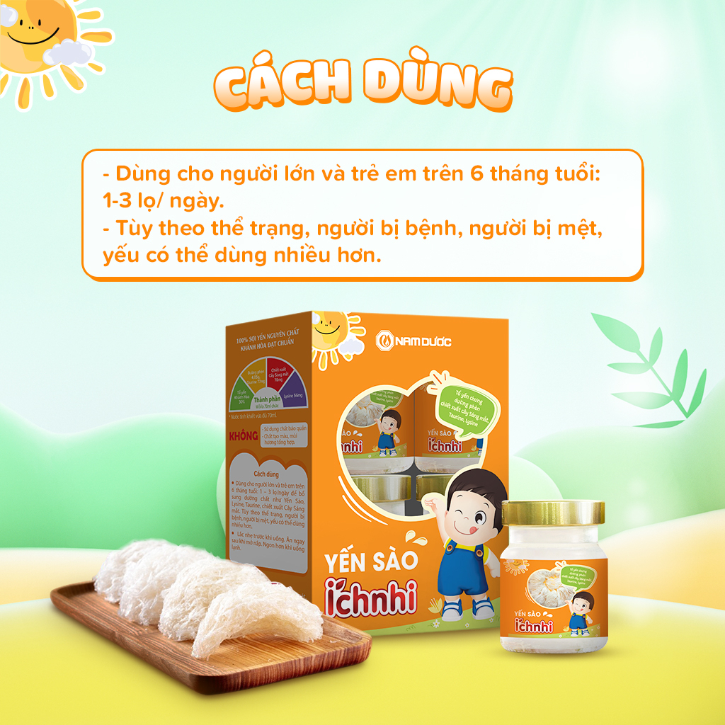 Set yến chưng sẵn cho bé - 4 Hũ 70ml / 30% tổ yến chưng đường phèn - Yến sào Ích Nhi, Khánh Hòa