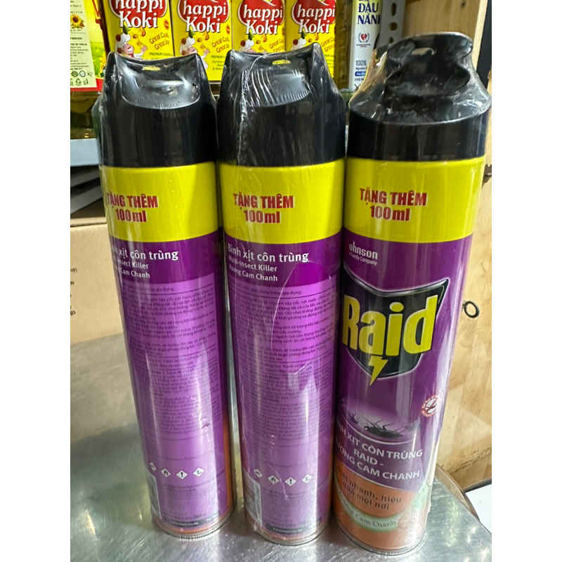 Bình xịt côn trùng raid chai 700ml huong cam chanh