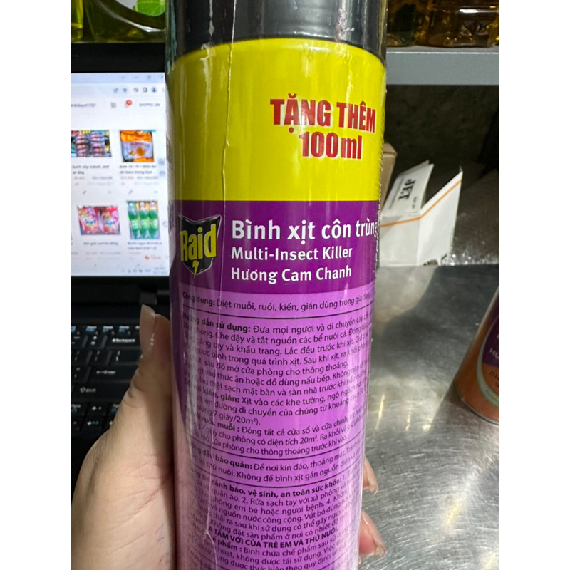 Bình xịt côn trùng raid chai 700ml huong cam chanh