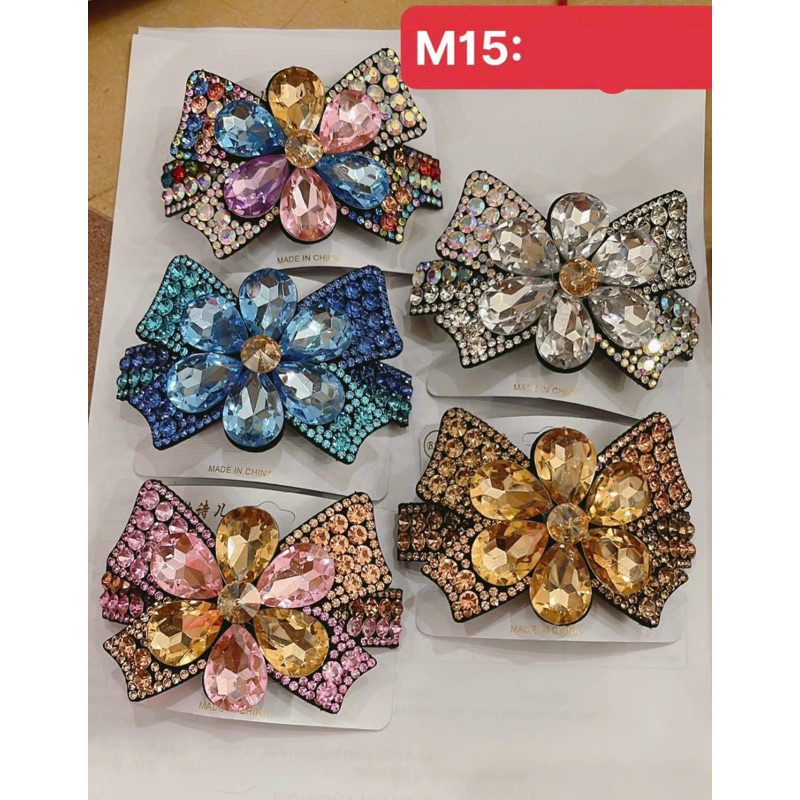 Sỉ 5 kẹp đuôi da đính đá cao cấp gọng 10 phân mẫu mới