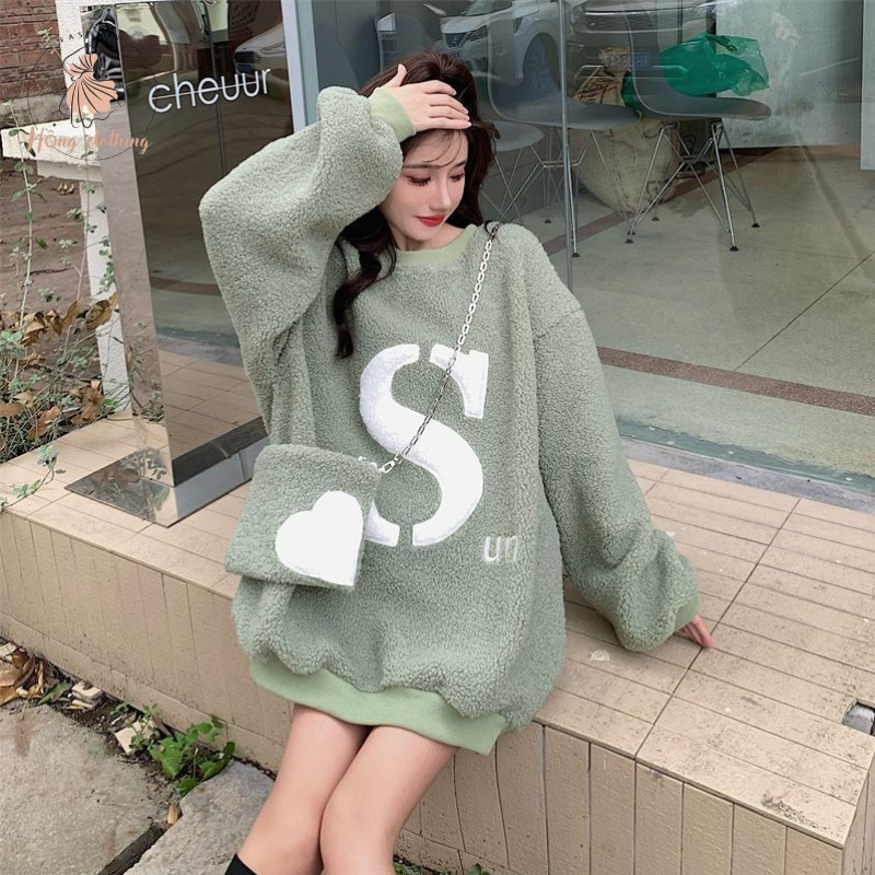 Áo sweater lót lông cừu dày dặn thời trang thu đông - Hồng clothing