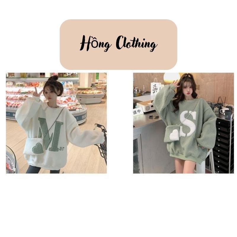 Áo sweater lót lông cừu dày dặn thời trang thu đông - Hồng clothing
