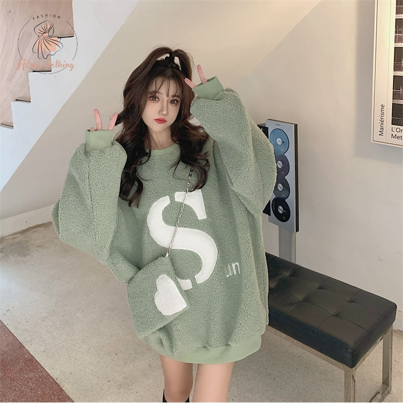 Áo sweater lót lông cừu dày dặn thời trang thu đông - Hồng clothing