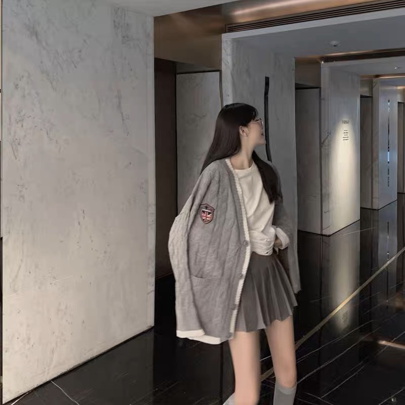 Áo khoác cardigan nữ dáng dài hàn quốc phối sọc trắng Deliz mùa đông dày ấm nhiều màu pastel ChouChou