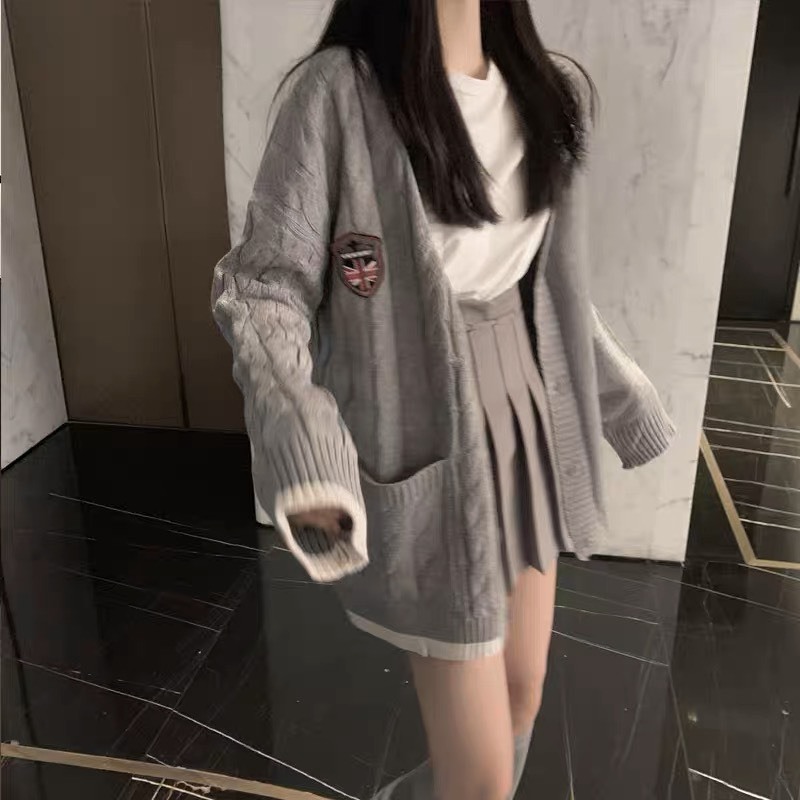 Áo khoác cardigan nữ dáng dài hàn quốc phối sọc trắng Deliz mùa đông dày ấm nhiều màu pastel ChouChou