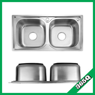 Chậu rửa bát INOX 2 hố, bồn rửa chén chậu đôi kích thước 78cm*34cm kèm bộ xi phông thoát nước QM.CR005