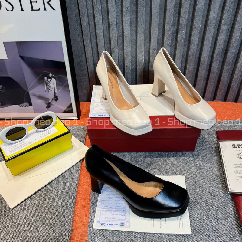 Giày cao gót mũi vuông đế đúp gót trụ basic fullbox hàng quảng châu cao cấp