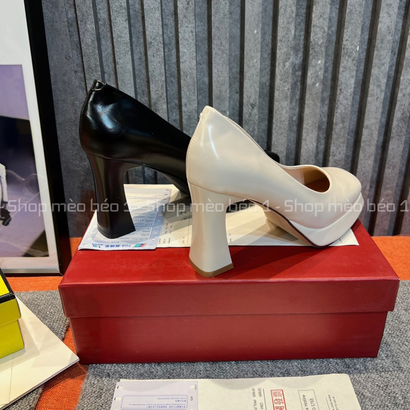 Giày cao gót mũi vuông đế đúp gót trụ basic fullbox hàng quảng châu cao cấp