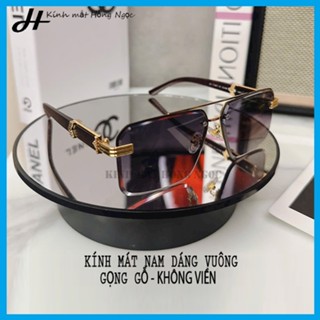 Kính râm nam gọng gỗ cao cấp, mắt kính mát nam không viền sang trọng [ET1]