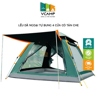 Lều camping 3-4 người 4 cửa tự bung chống mưa, chống tia uv 2 màu - lều cắm trại gấp gọn - vcamp official