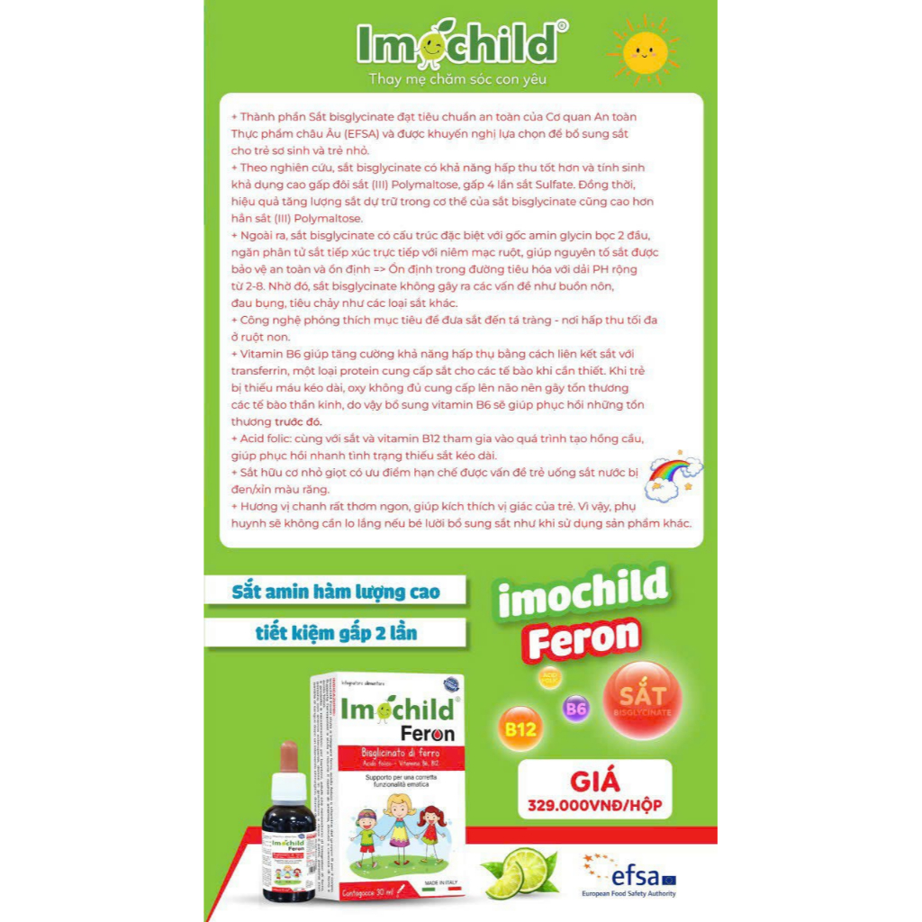 [ Mua 1 Tặng 1 ] Imochild Feron Cai 30ml – Bổ Sung Sắt, Acid Folic Và Các Vitamin Nhóm B Cho Cơ Thể