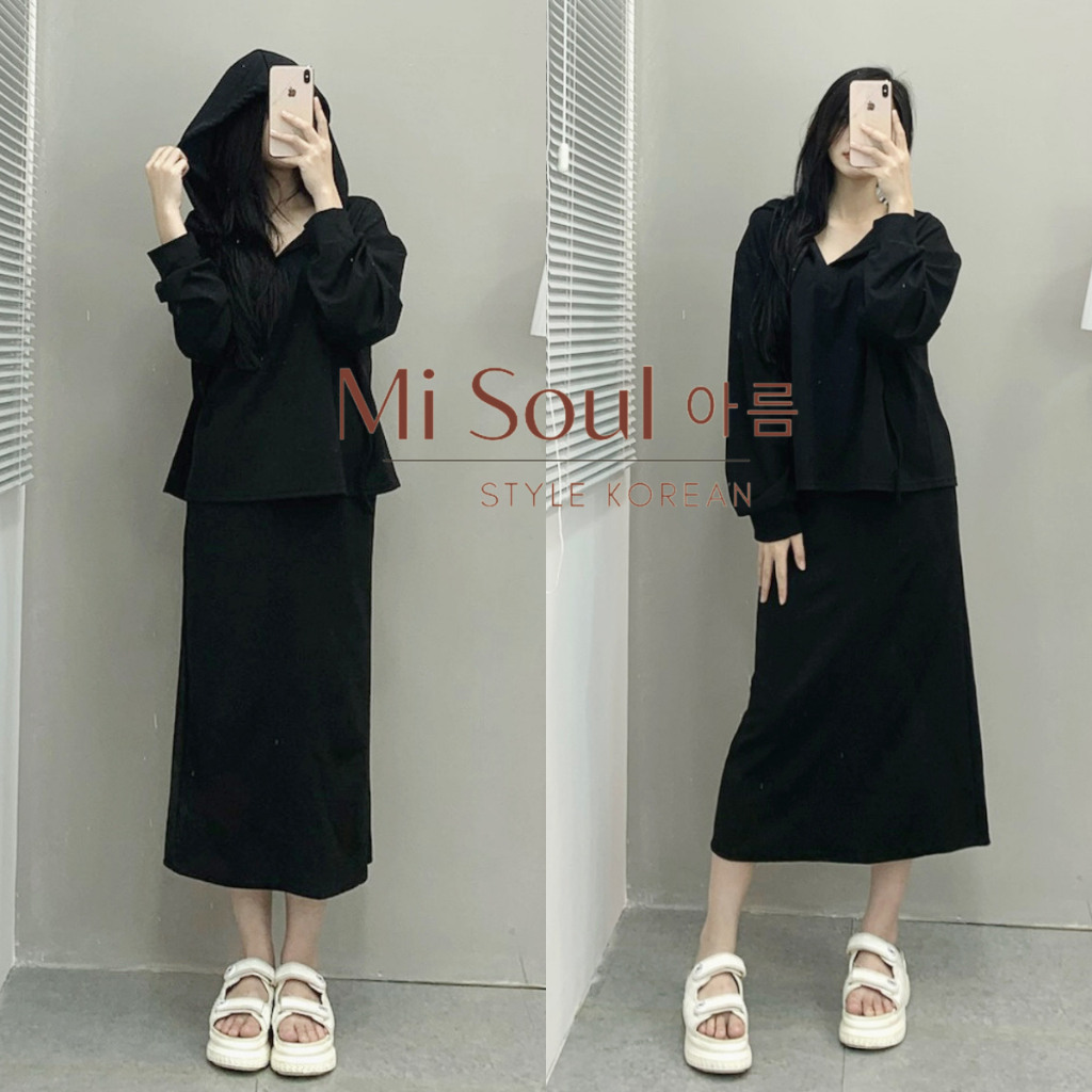 Set Bộ Dài Tay Nỉ Tăm Trơn Có Mũ BigSize Nữ Pastel, Bộ Thu Đông BigSize Nữ Dài Tay Kèm Chân Váy Cùng Màu 219
