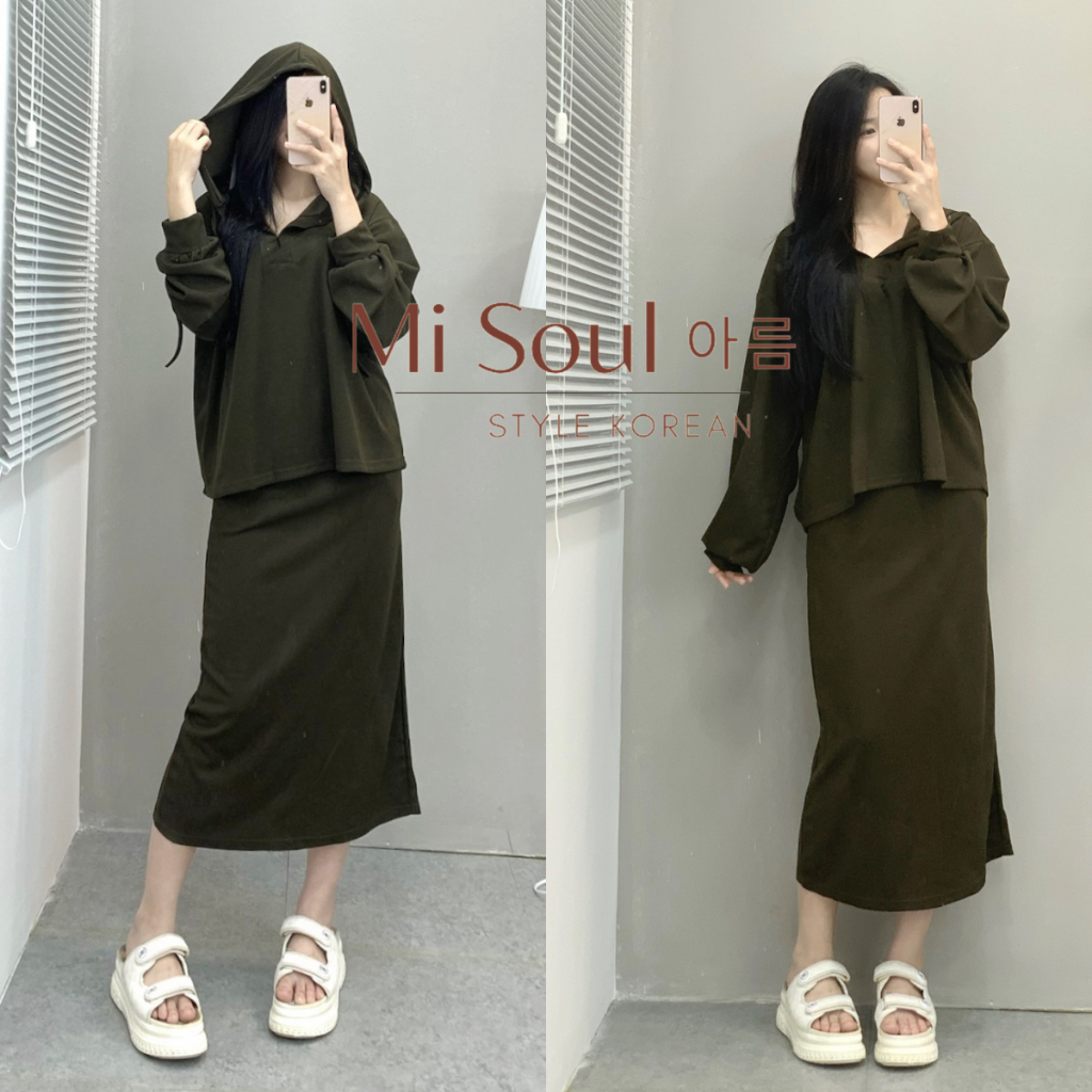 Set Bộ Dài Tay Nỉ Tăm Trơn Có Mũ BigSize Nữ Pastel, Bộ Thu Đông BigSize Nữ Dài Tay Kèm Chân Váy Cùng Màu 219